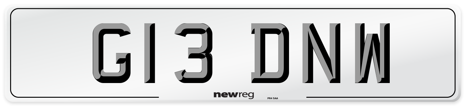 G13 DNW Number Plate from New Reg